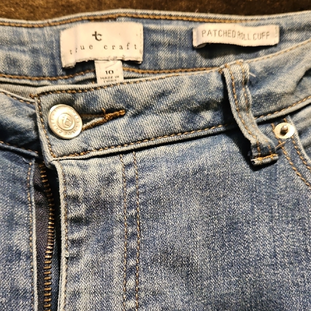 True Craft Indigo Patched Cuff Jeans